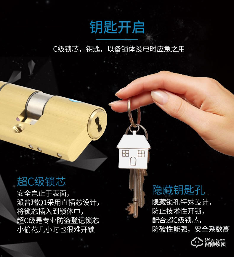 派普瑞智能鎖 Q1防盜門(mén)家用密碼鎖刷卡鎖