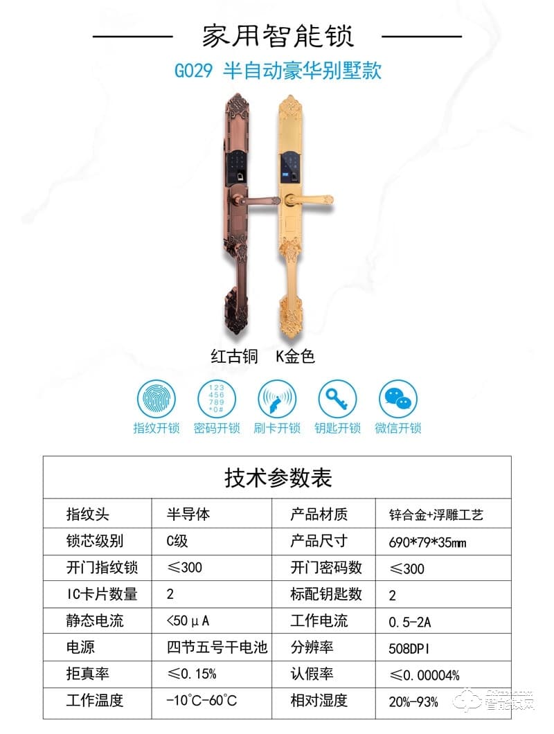 國(guó)青智能鎖 G029半自動(dòng)豪華別墅指紋鎖