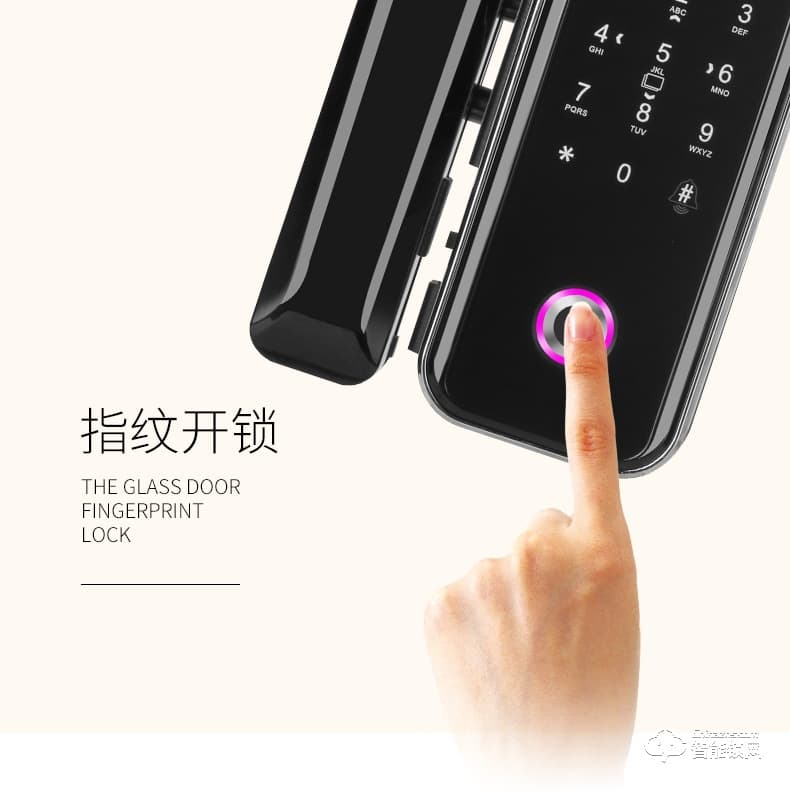 艾爾邁智能鎖 玻璃門鎖指紋鎖遙控器免開孔鎖