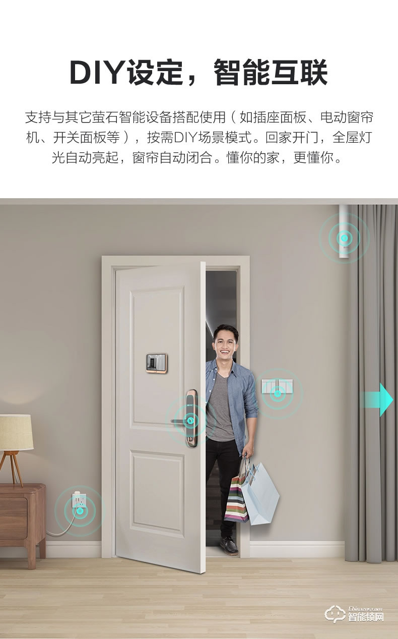 螢石智能鎖 20S一握開指紋鎖智能電子門鎖