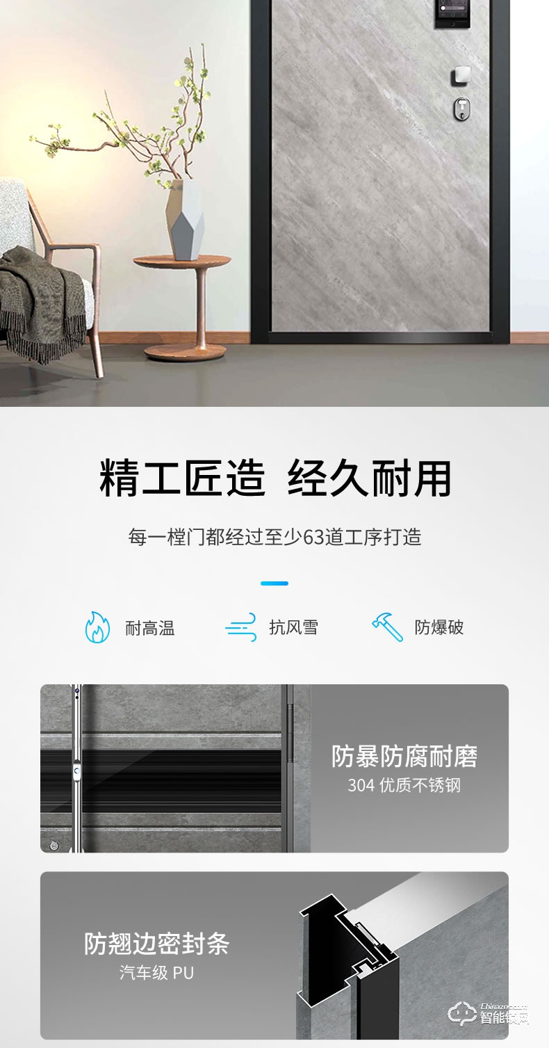 菲馬仕智能門 A500M1智能門家用仿巖板入戶門