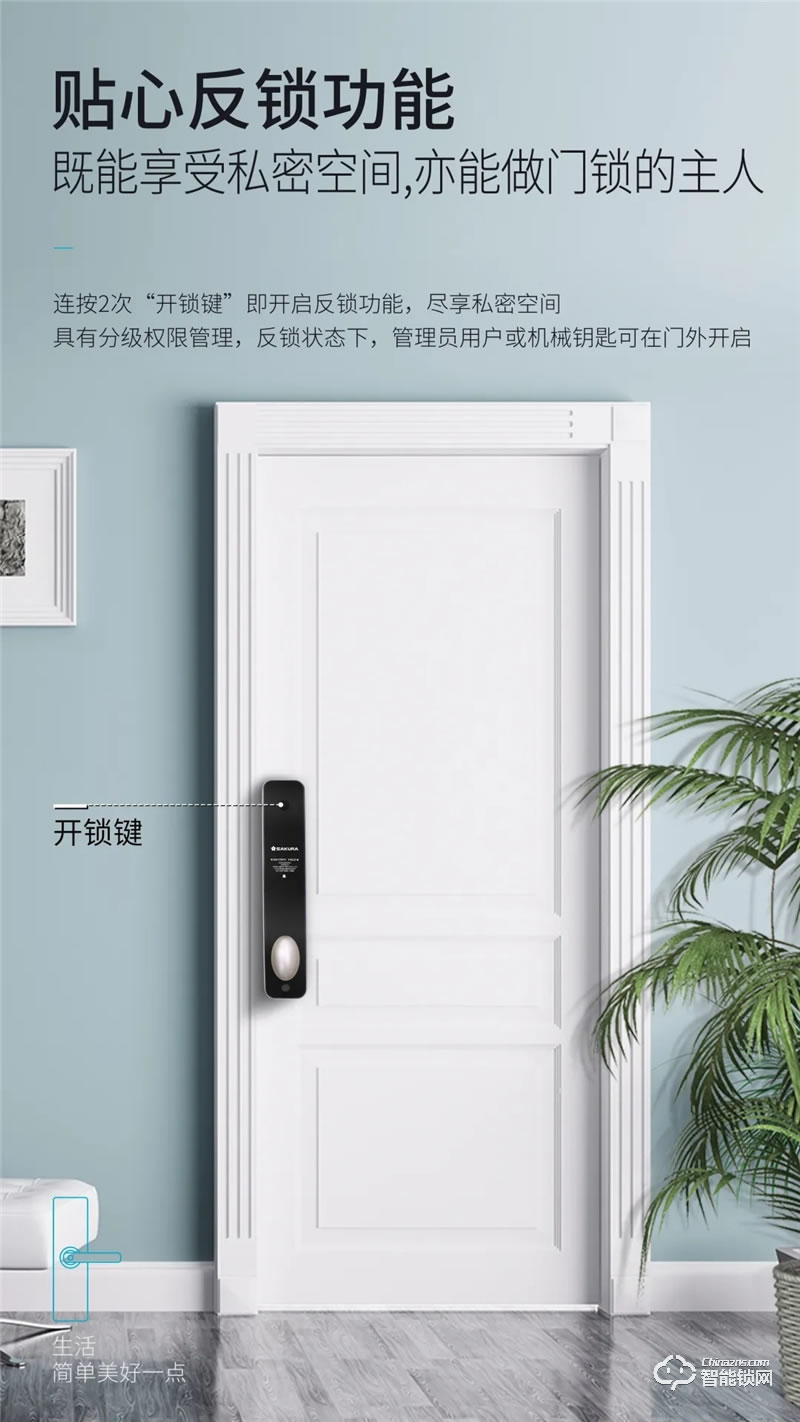 櫻花智能鎖 7002全自動(dòng)室內(nèi)門(mén)智能鎖
