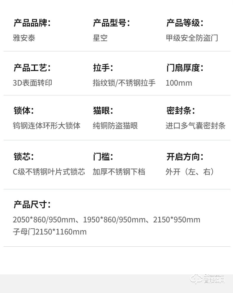 雅安泰智能門 智能入戶門子母門