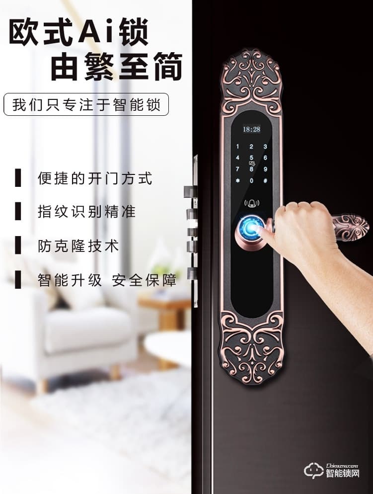 巨石智慧智能鎖 HR-L3歐式智能鎖別墅大門指紋鎖