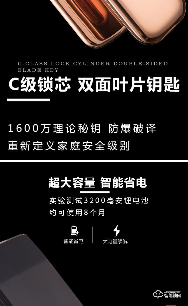 巨石智慧智能鎖 F3家用全自動指紋鎖