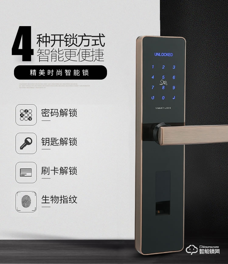 獅柯裝甲鎖 D0604家居指紋密碼鎖刷卡開鎖