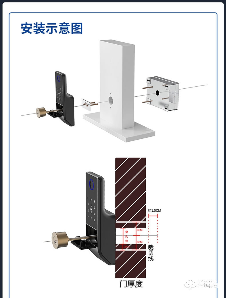 摩薩迪智能鎖 MLC-112免布線APP智能指紋鎖牛頭鎖鐵門鎖