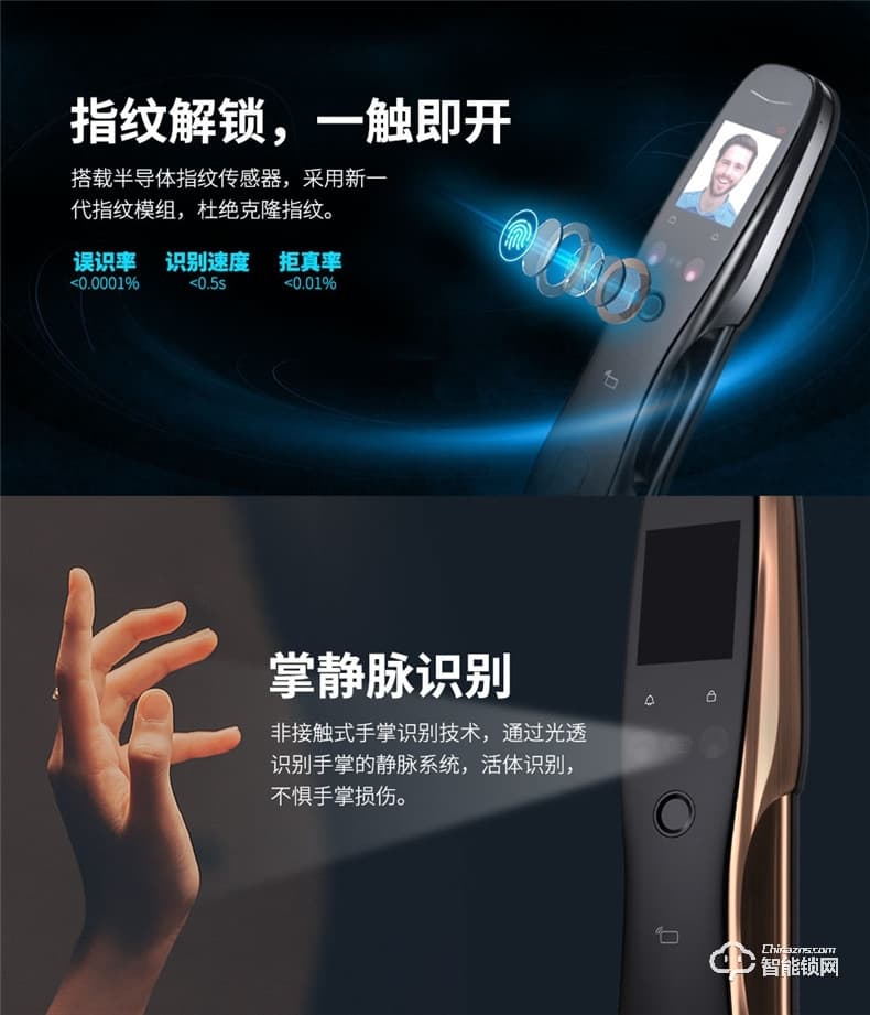 Housetek智能鎖 KZN-2全自動人臉識別智能門鎖