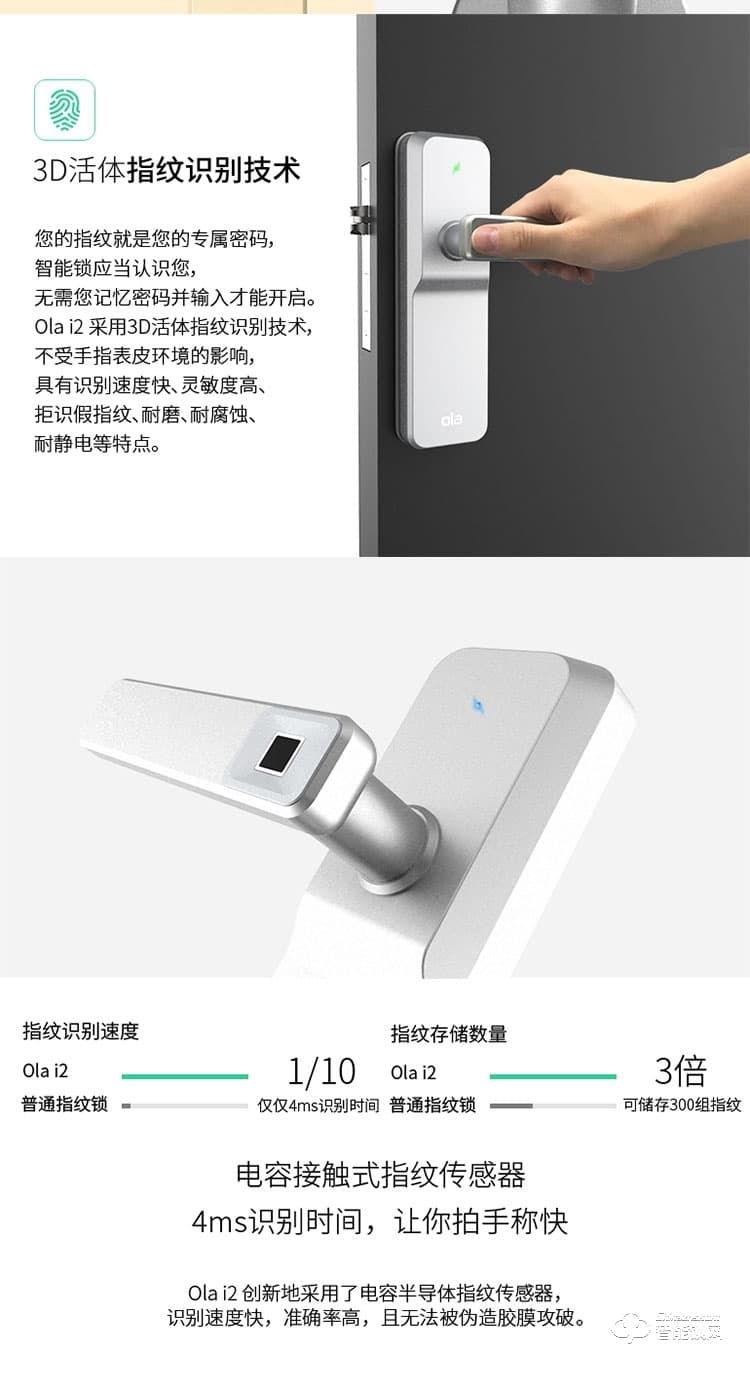 歐樂(lè)智能鎖 i2室內(nèi)門(mén)木門(mén)指紋鎖智能鎖