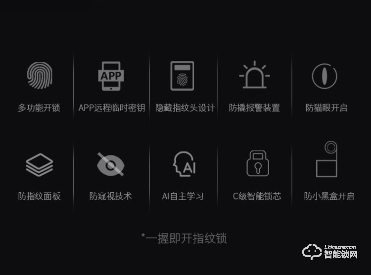 韓后智能鎖 KH-102一握開指紋鎖防撬報警智能鎖