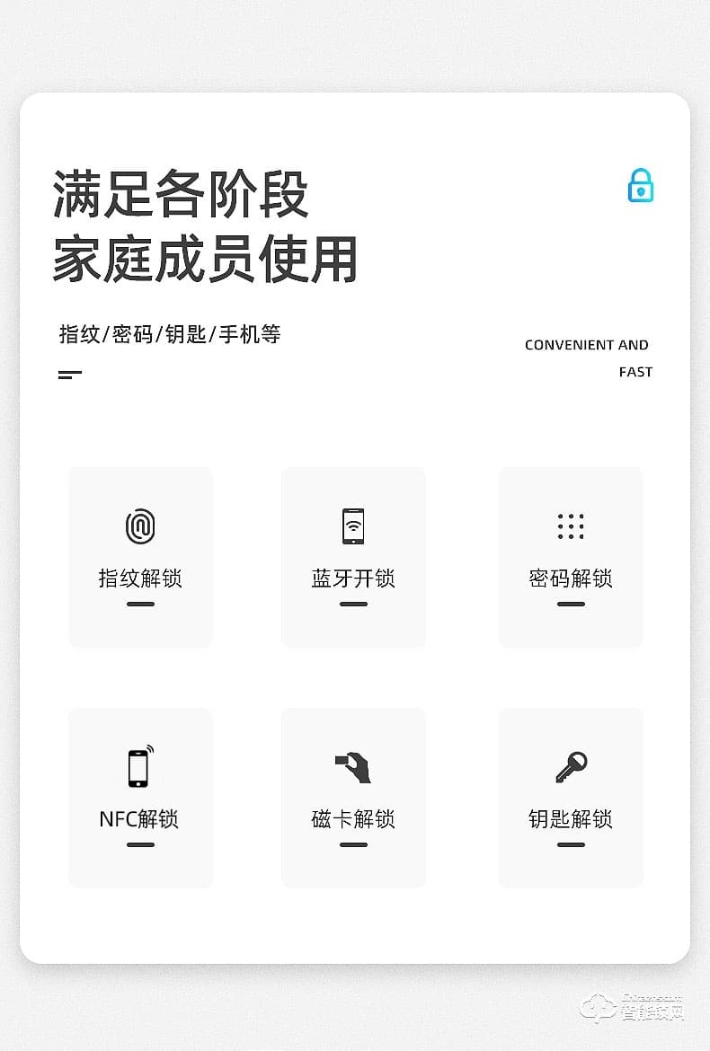 小凡智能鎖 E19家用防盜門室內木門指紋密碼鎖