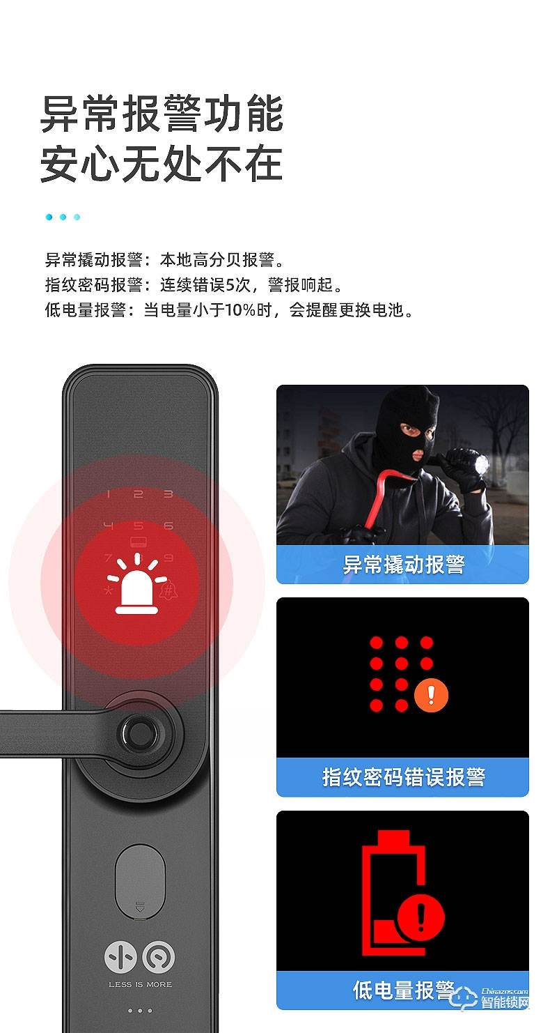 小凡智能鎖 E19家用防盜門室內木門指紋密碼鎖
