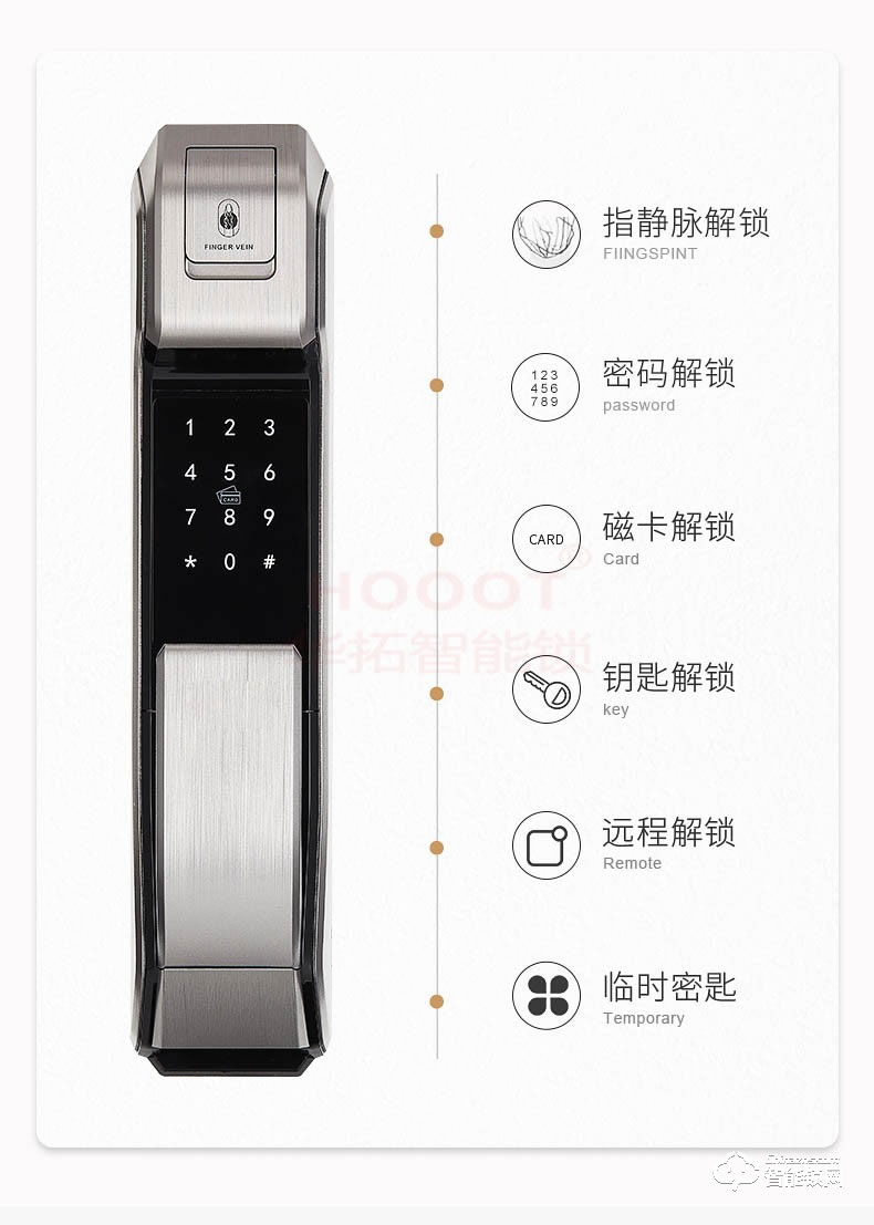 宏泰智能鎖 RL3全自動指靜脈密碼門鎖