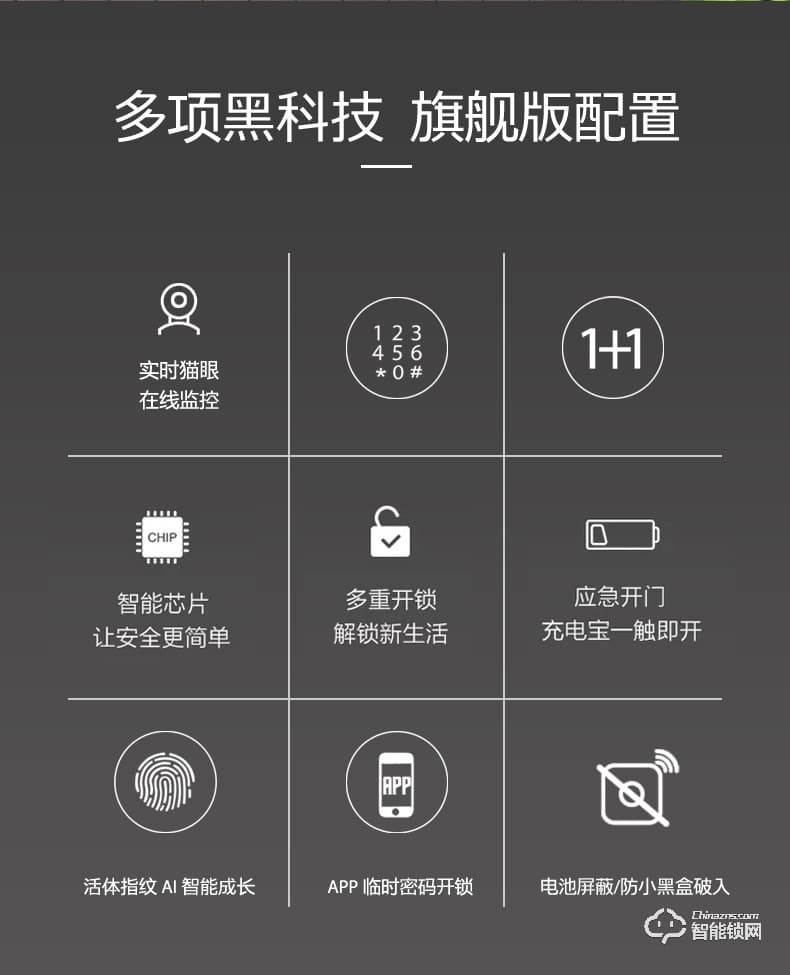華拓智能鎖 H3X全自動內(nèi)置快開把手防盜門鎖