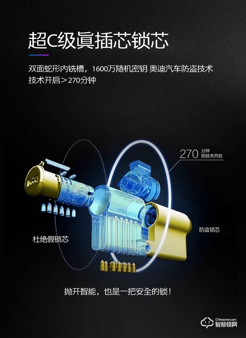 華拓智能鎖 H3X全自動內(nèi)置快開把手防盜門鎖