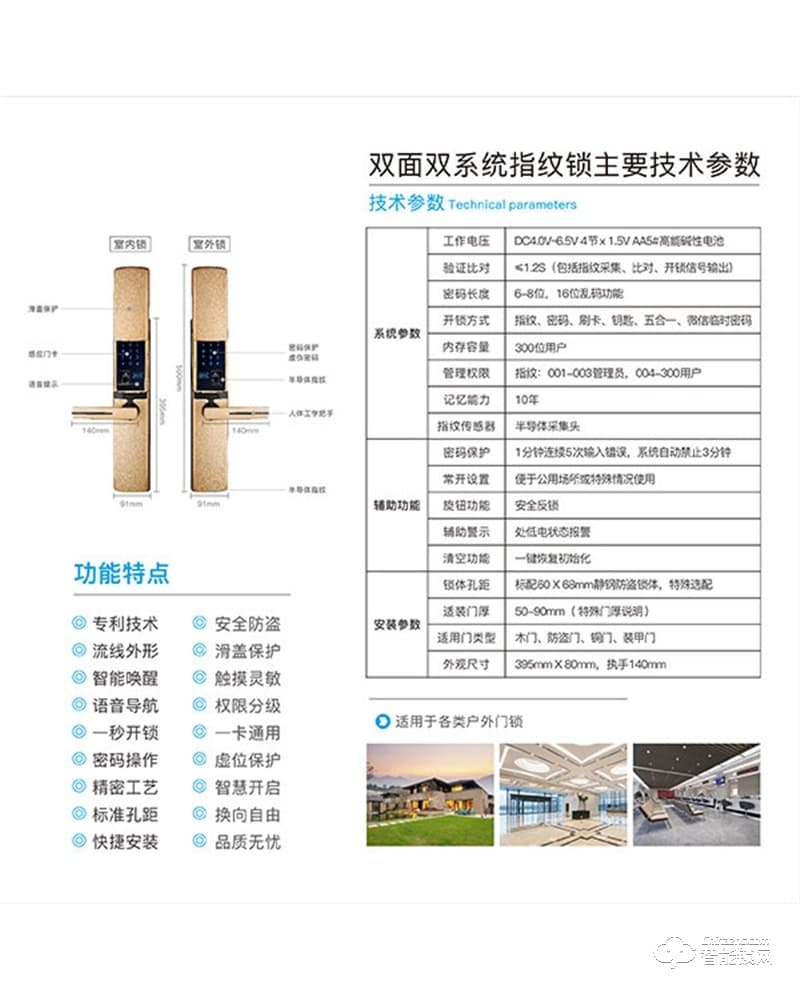 中沃智能鎖 6600家用防盜門電子鎖
