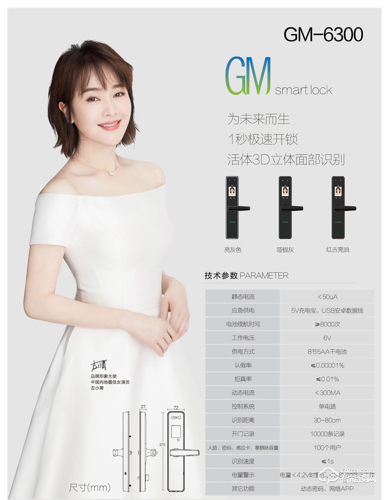 亞蒂仕智能鎖 GM6300全自動(dòng)人臉智能鎖