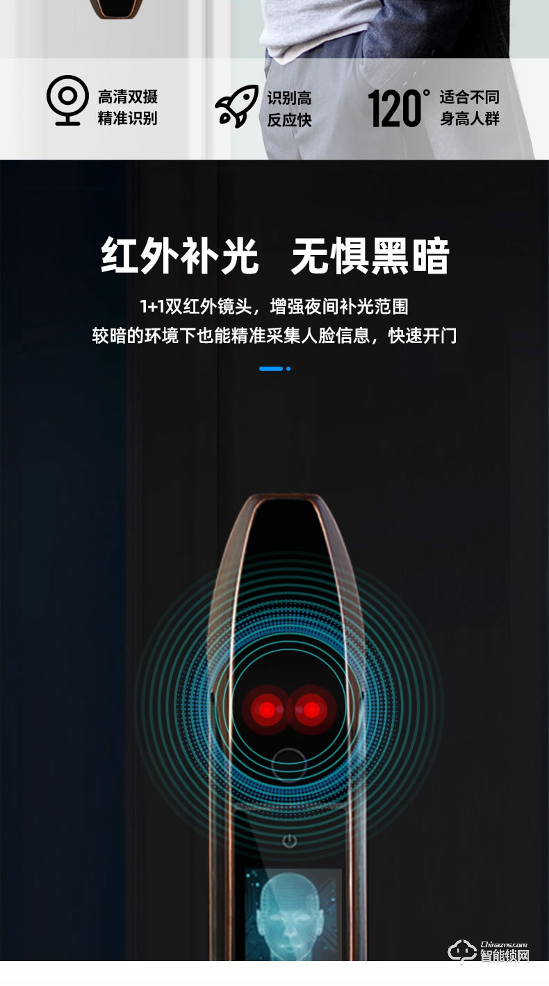 科林貝思智能鎖 CK-R01全自動帶監(jiān)控攝像頭指紋鎖