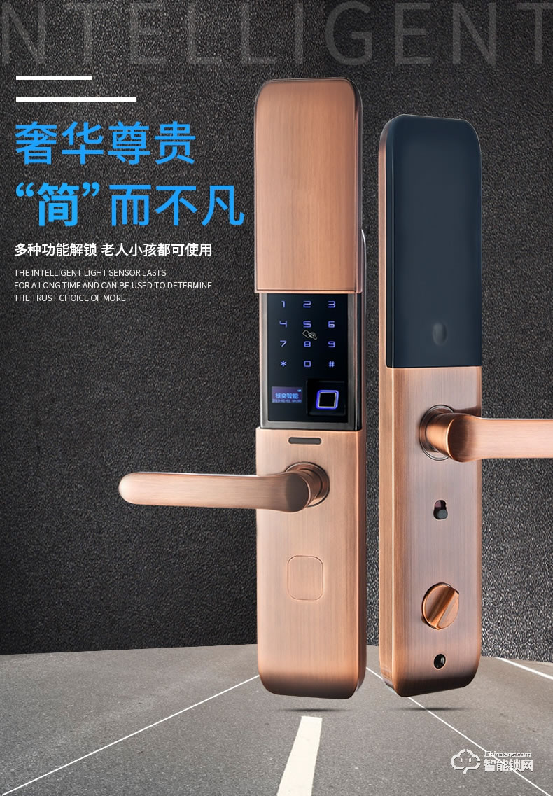 核奕智能鎖 C260自動滑蓋指紋鎖密碼鎖