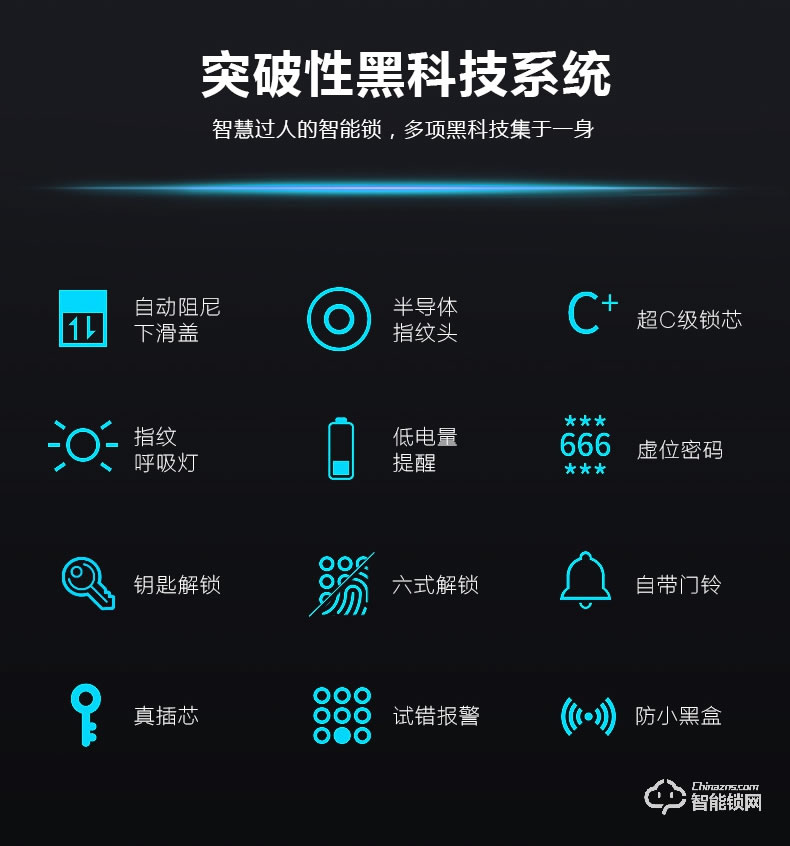 盧納森智能鎖 K5滑蓋智能鎖家用防盜門鎖