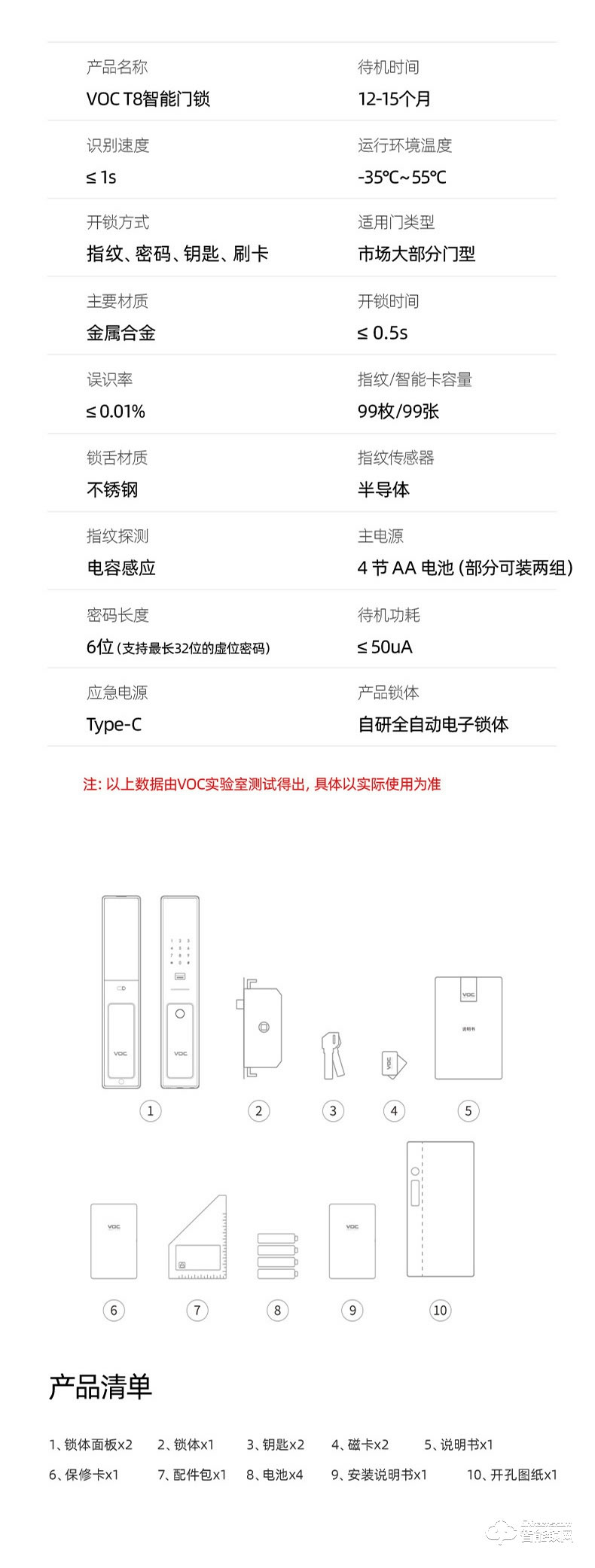 VOC智能鎖 T8推拉式家用防盜門智能鎖