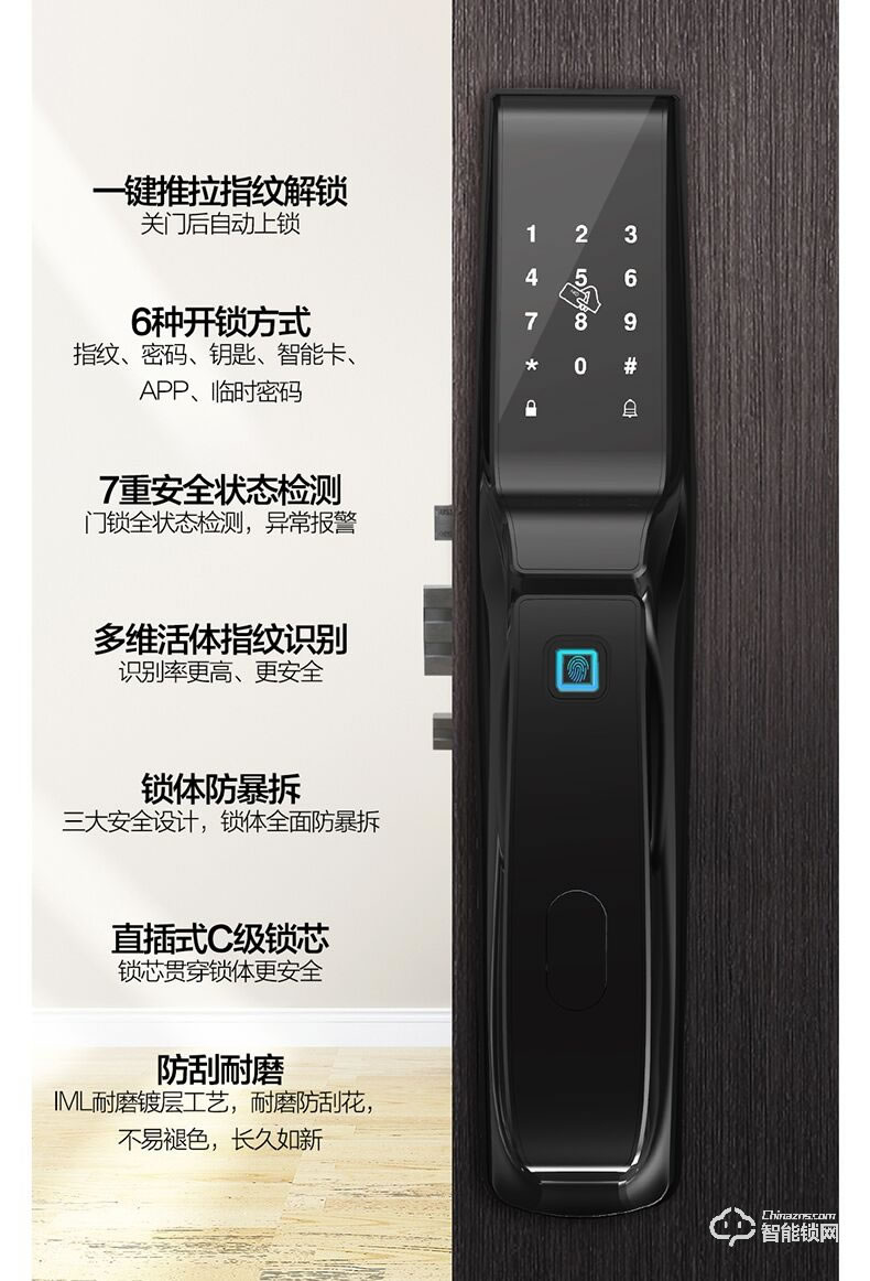 樂固智能鎖 防盜門推拉式智能密碼鎖