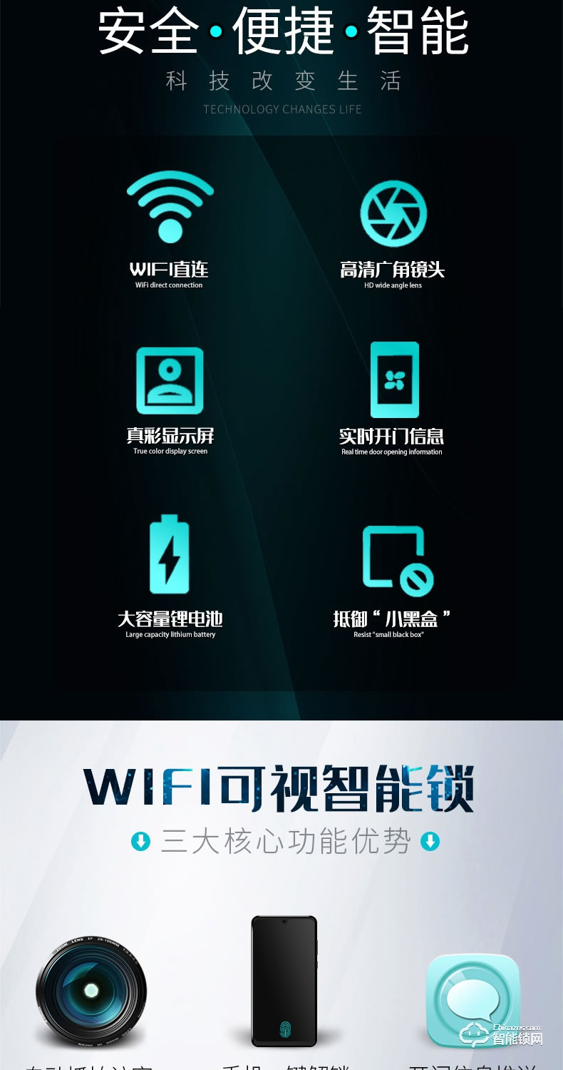 安嘉智能鎖 AN-X9全自動(dòng)可視貓眼智能鎖