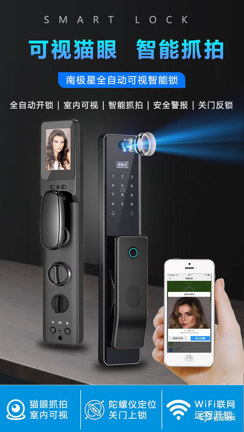 南極星智能鎖 N6【貓眼WiFi版】全自動貓眼可視密碼鎖