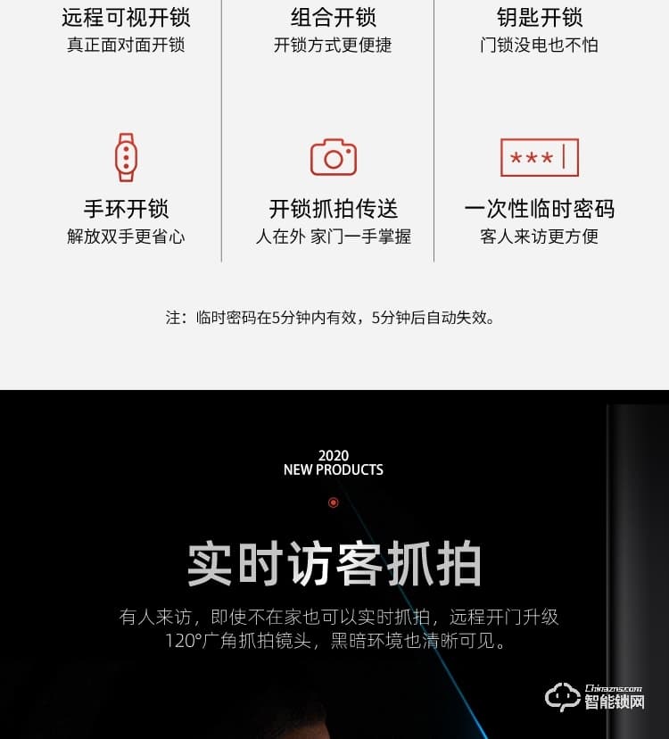 艾迪亞克智能鎖 S9可視貓眼智能鎖家用防盜門鎖