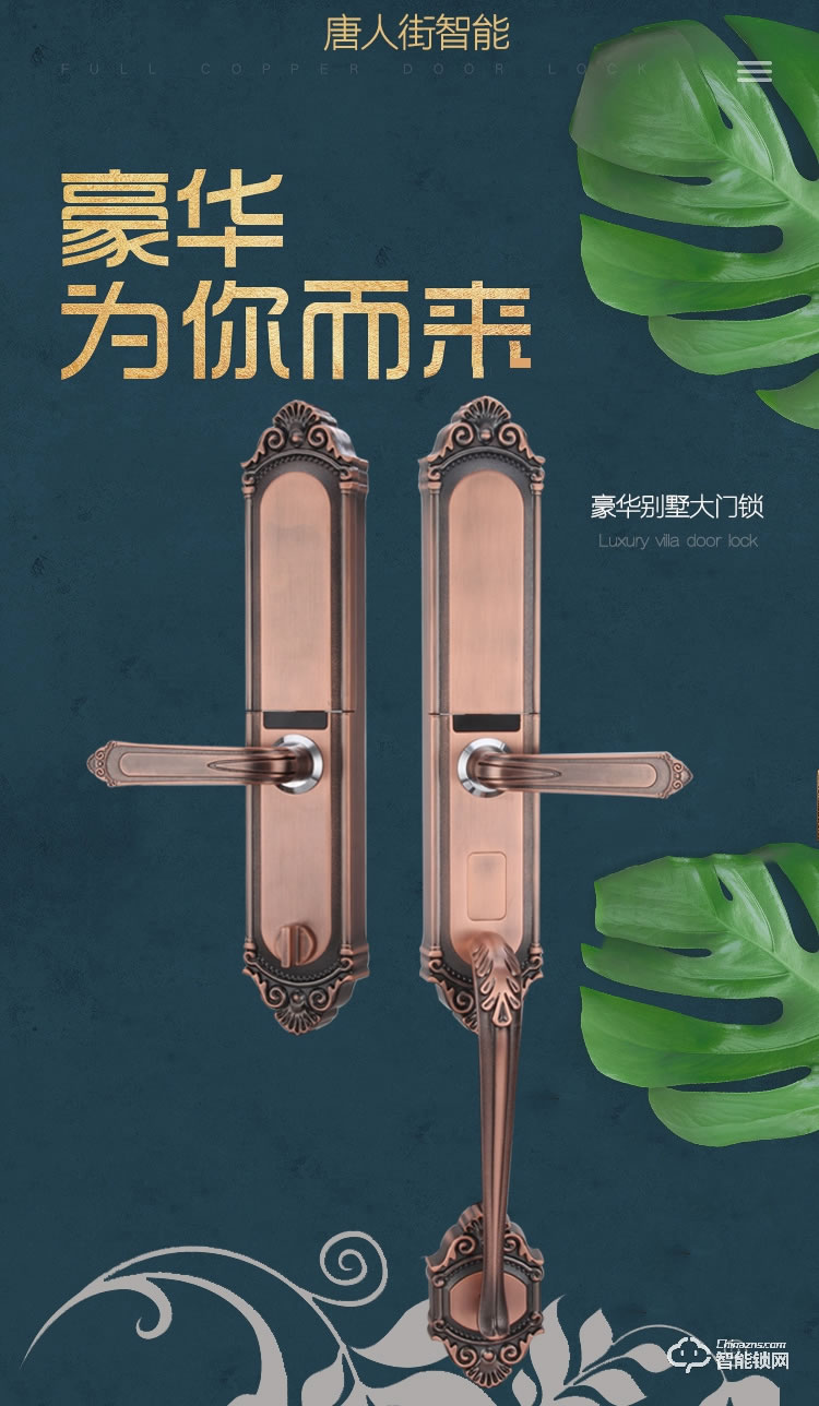 唐人街智能鎖 860歐式別墅大門指紋鎖