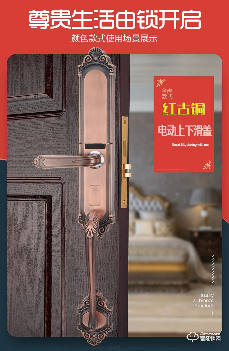 唐人街智能鎖 860歐式別墅大門指紋鎖