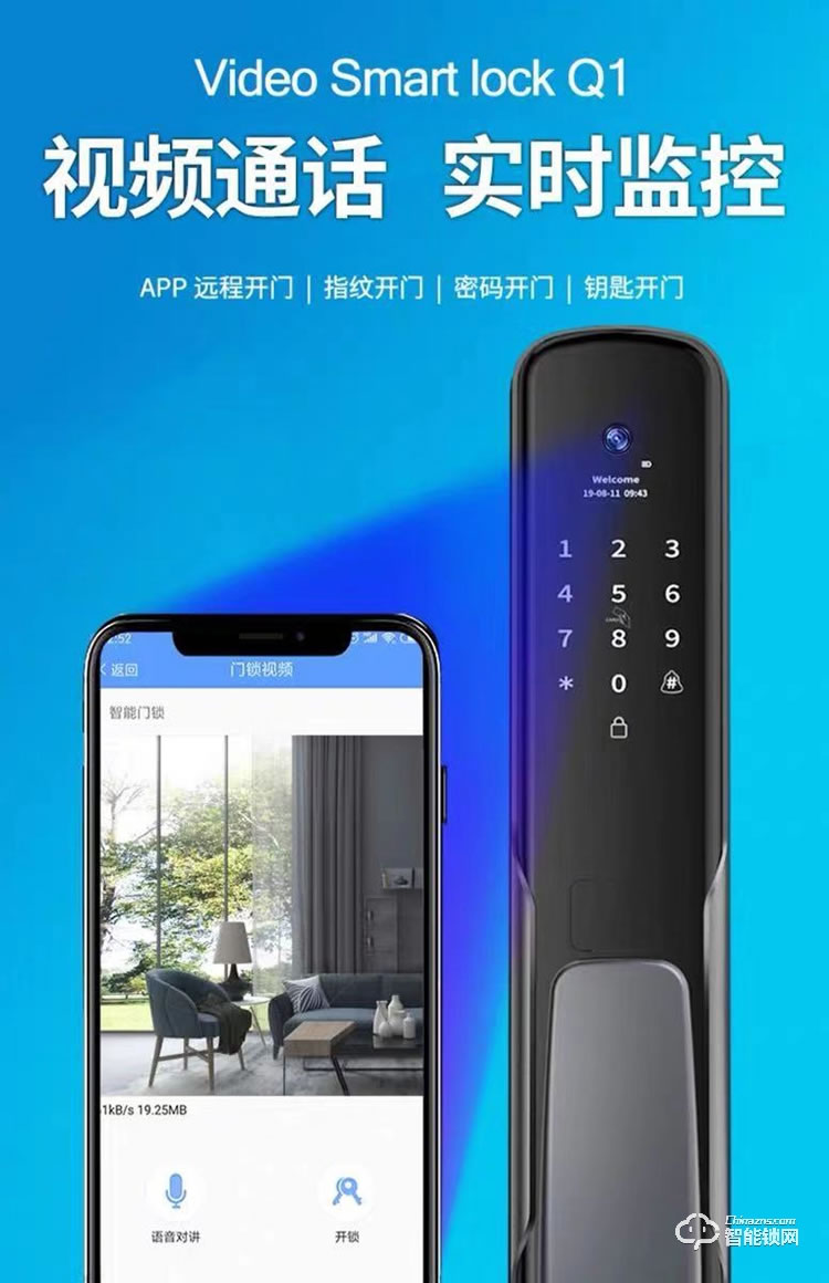 唐人街智能鎖 888基礎版防盜門推拉式智能密碼鎖