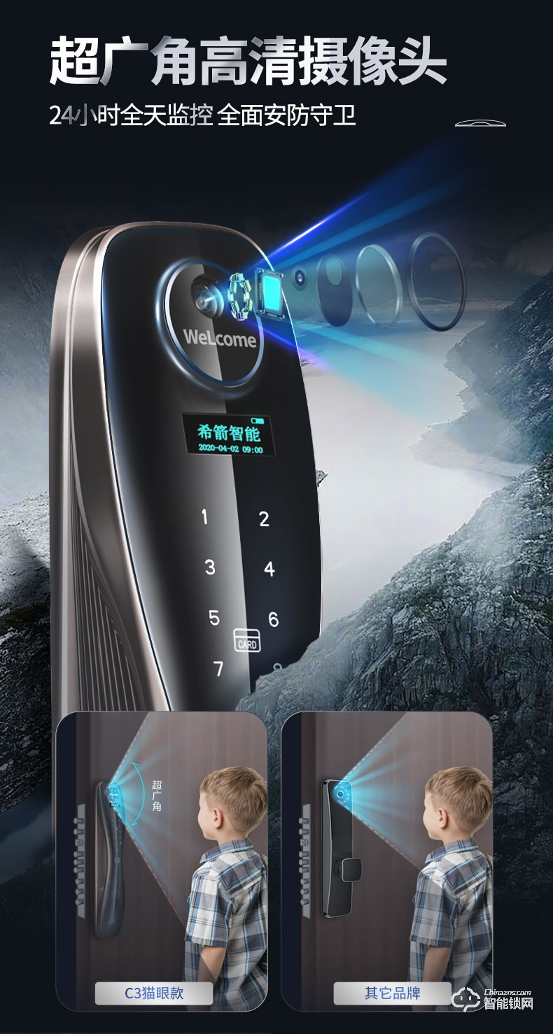 希箭智能鎖 C3電子鎖指紋鎖密碼鎖