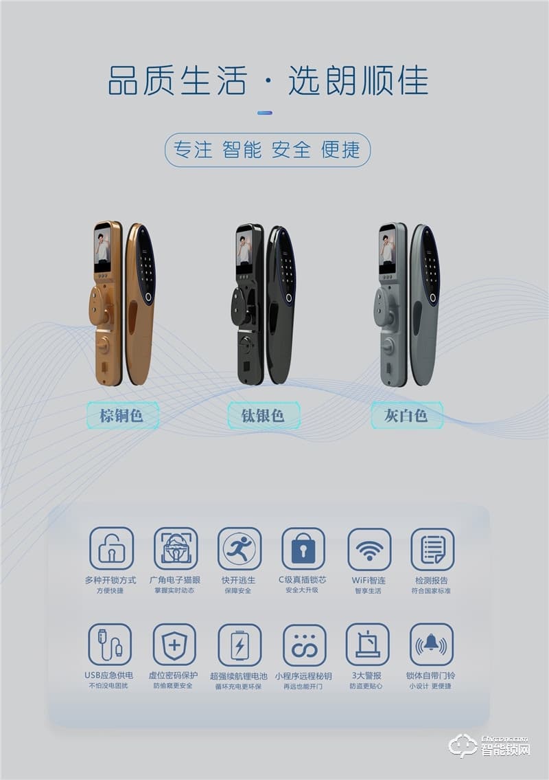 朗順智能鎖 LS-N70全自動(dòng)電子貓眼智能密碼鎖