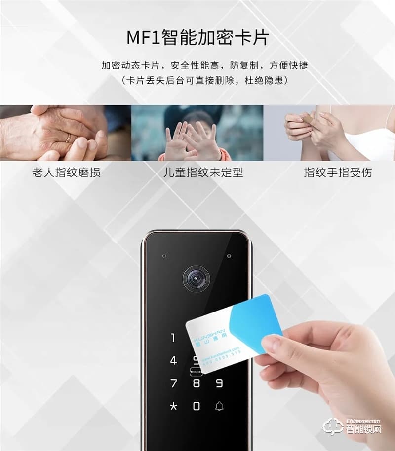 琨山通用智能鎖 W80家用防盜門視頻智能鎖電子鎖