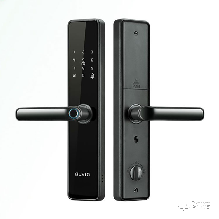 艾爾文智能鎖 8018執(zhí)手指紋鋼化屏智能鎖