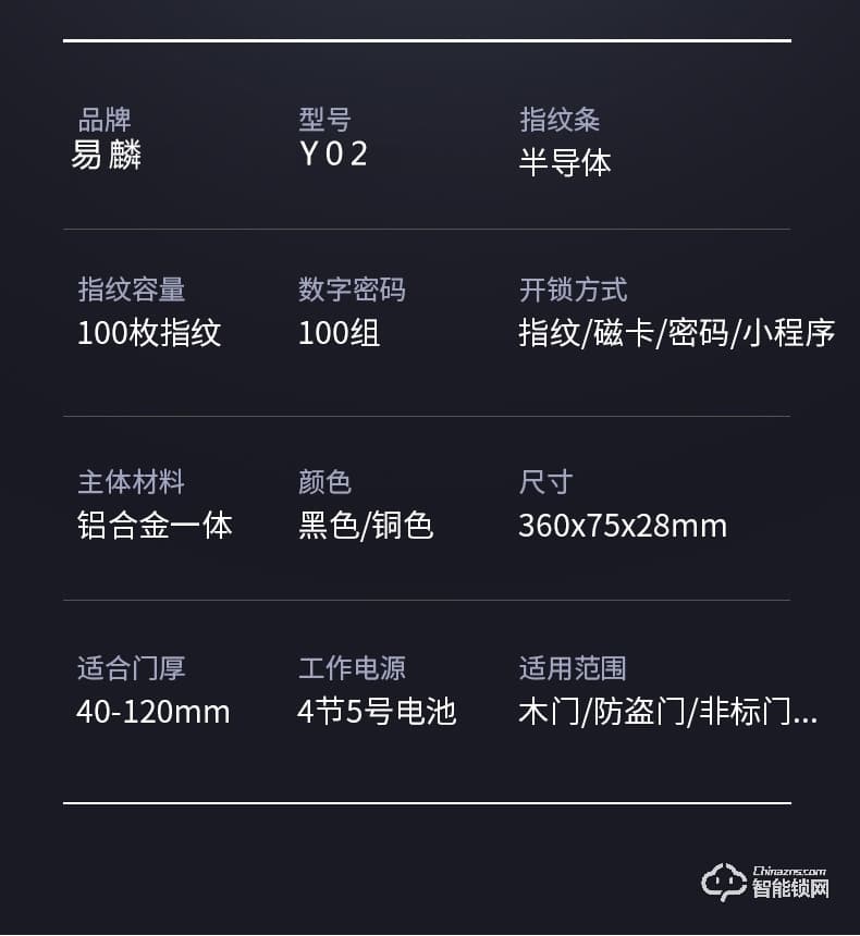 易麟智能鎖 Y02 半自動(dòng)家用智能鎖