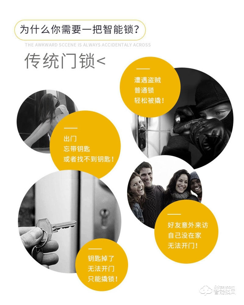 顧樂智能鎖 806家用滑蓋防盜智能鎖