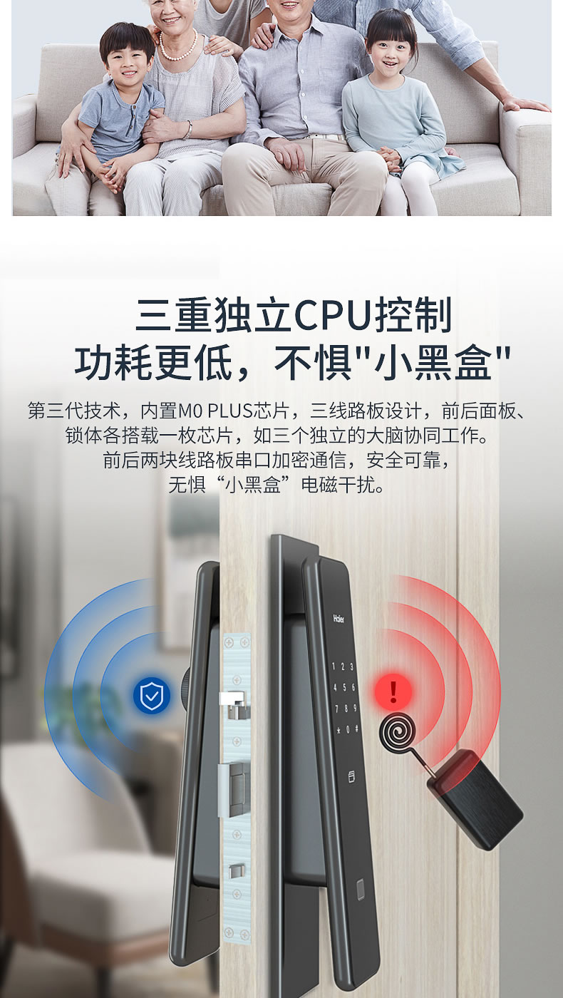 海爾Haier智能鎖全自動指紋鎖家用防盜門鎖十大品牌電子鎖推拉密碼鎖66P