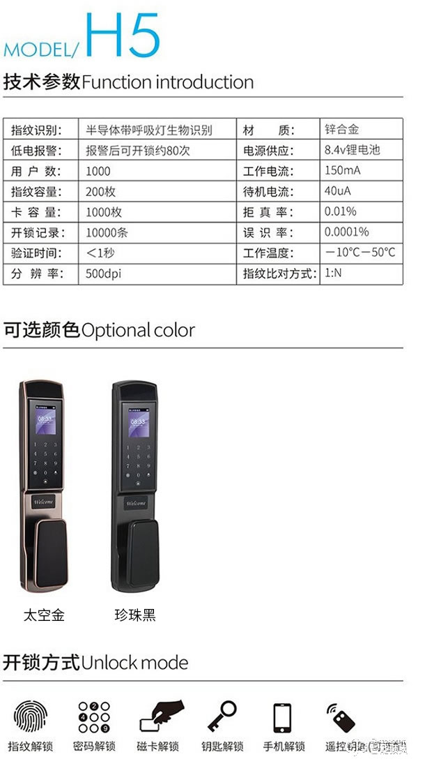 嘉仕邦半導(dǎo)體指紋傳感器智能鎖H5生物識(shí)別技術(shù)