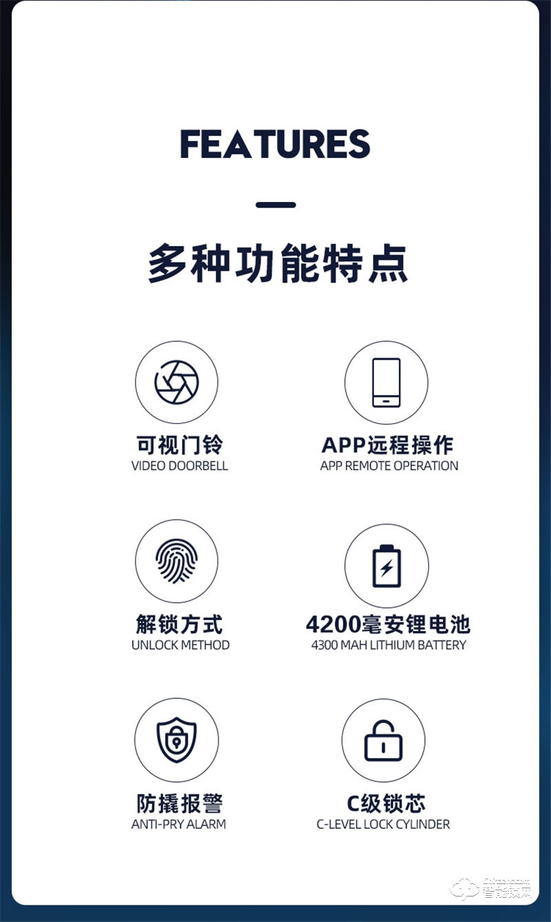 魅指可視貓眼智能鎖 廣角攝像頭