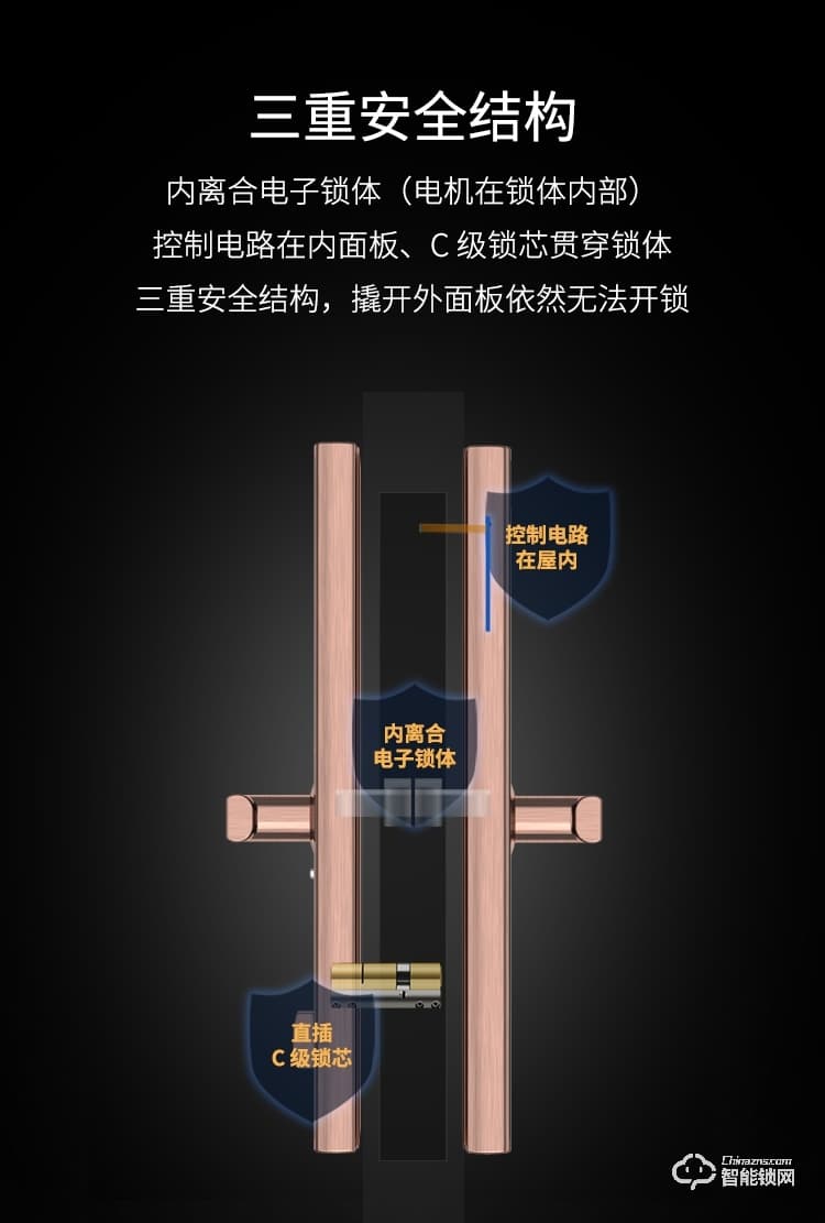 青稞智能鎖 N5H家用防盜門智能密碼指紋鎖