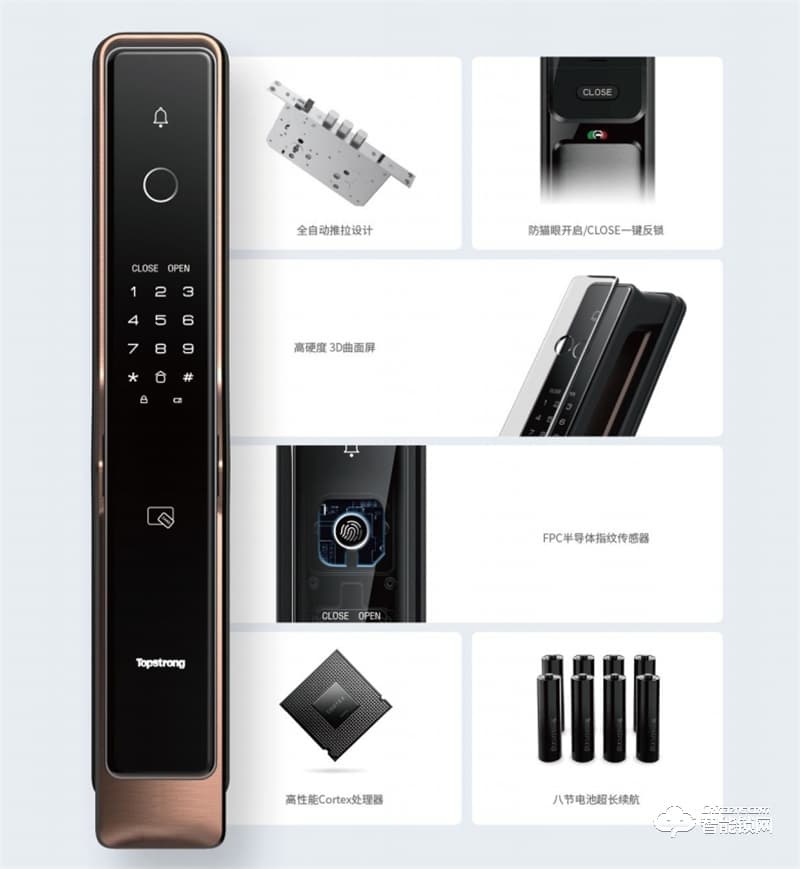 頂固安全智能鎖TXa 高硬度3D曲面屏