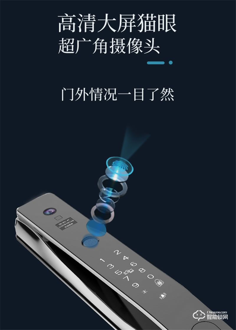 頂尖智派特斯拉全自動(dòng)貓眼智能鎖 全自動(dòng)一鍵解鎖