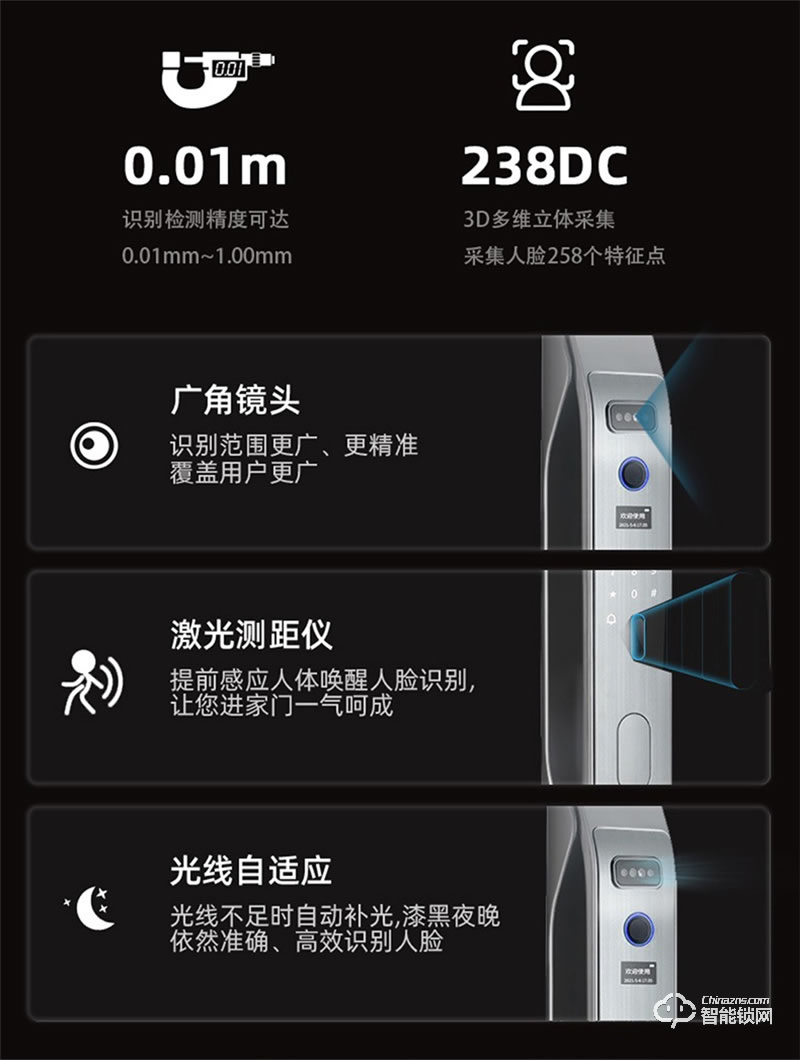 洛克曼S15-2智能鎖3D人臉識別 手機APP遠程抓拍