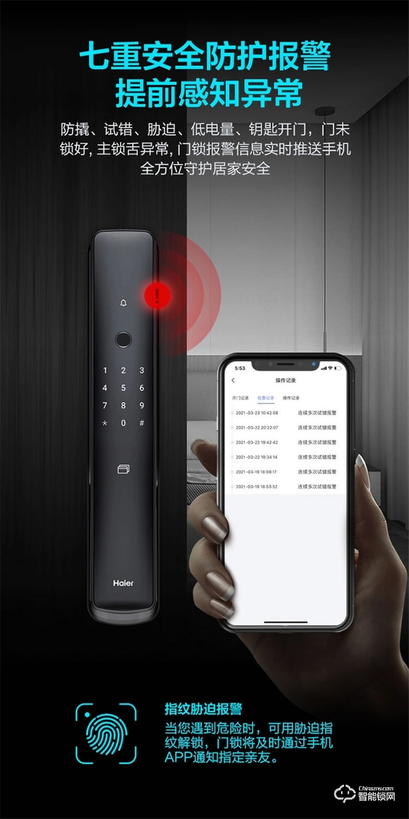 海爾智能鎖P30 一握即開