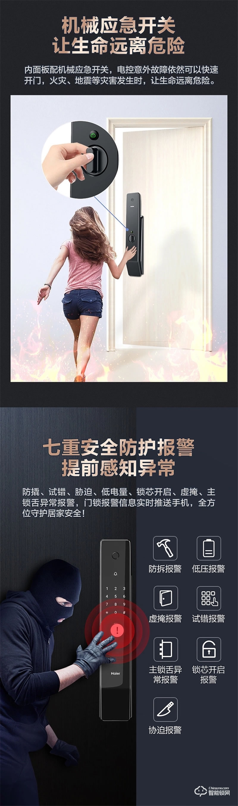 海爾智能鎖P31 新一代FPC指紋識別技術(shù)