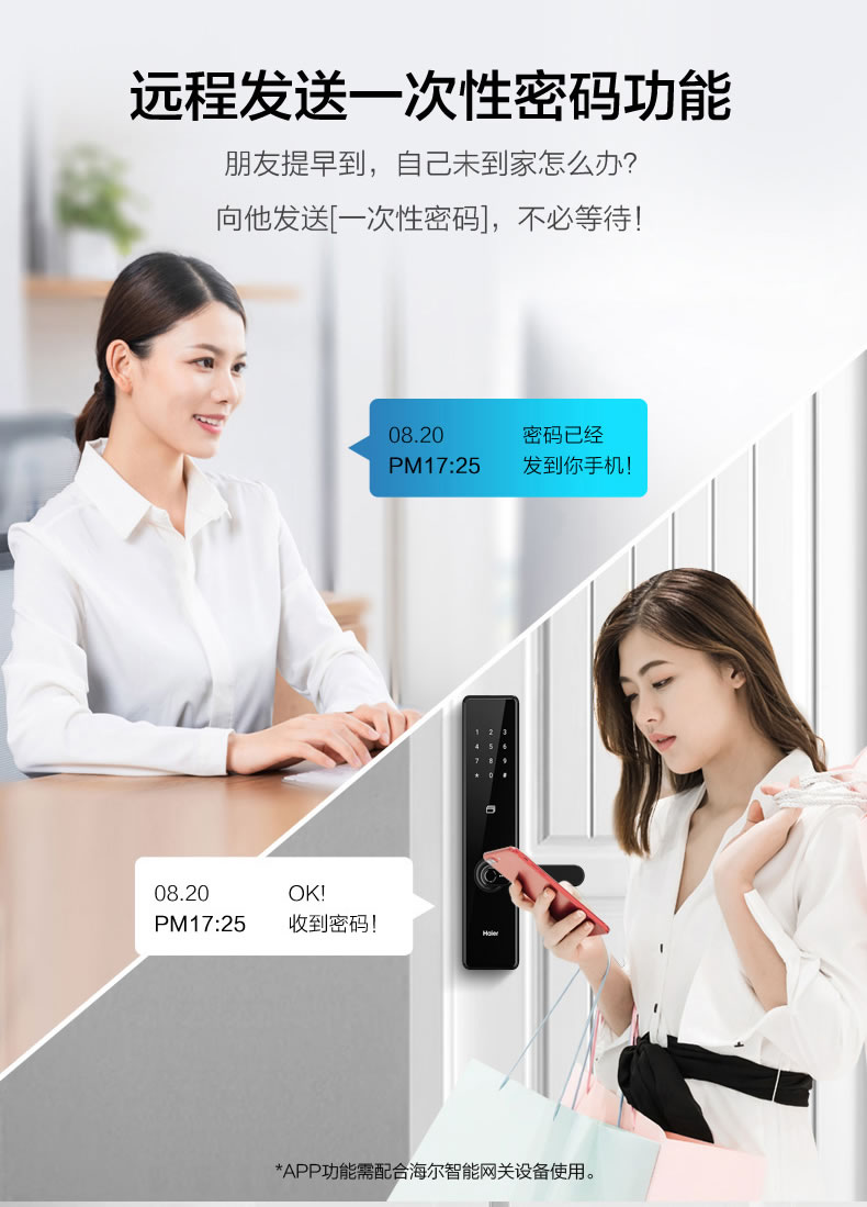 海爾指紋鎖20E家用防盜門入戶門磁卡密碼電子鎖20E