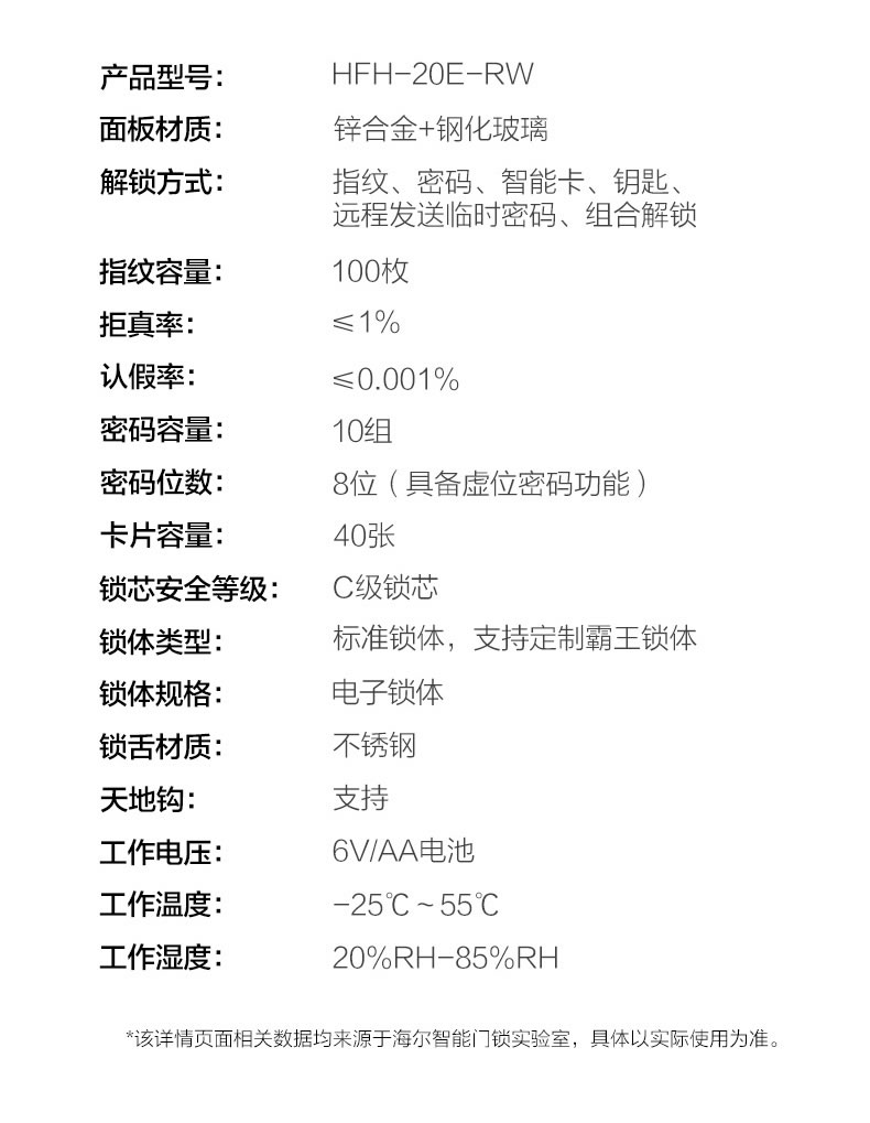 海爾指紋鎖20E家用防盜門入戶門磁卡密碼電子鎖20E
