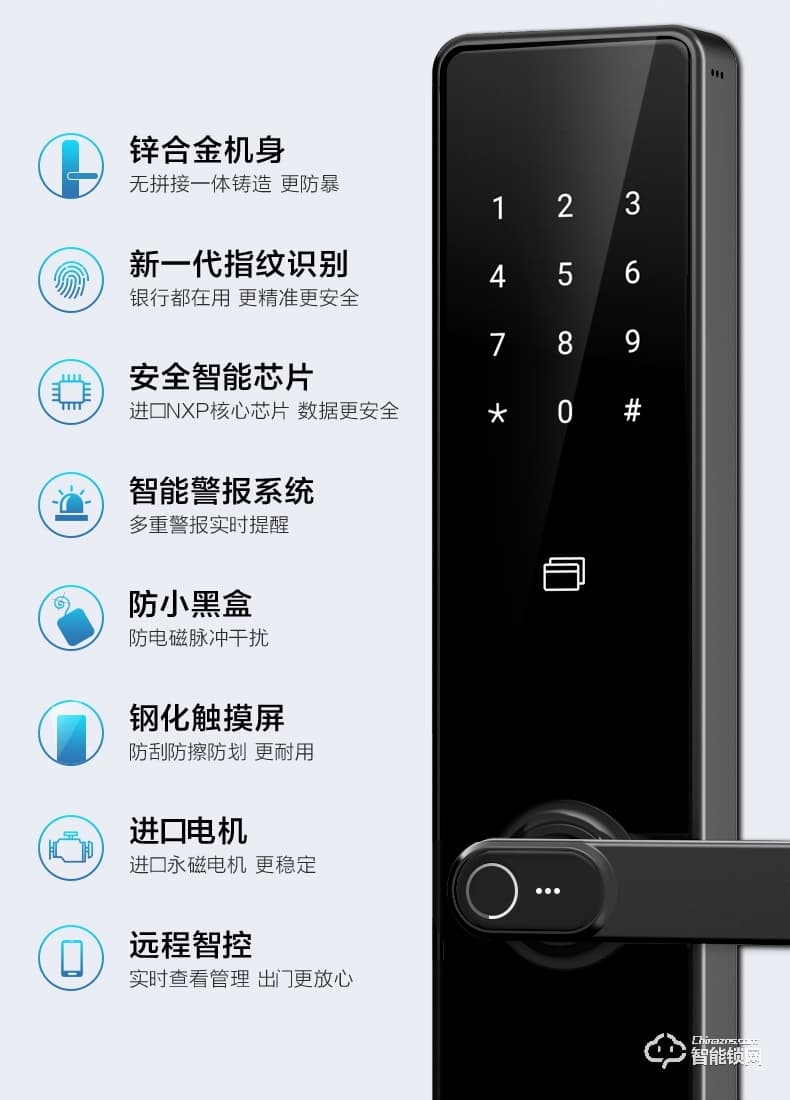 海爾20E智能鎖 2.5D高強度鋼化屏
